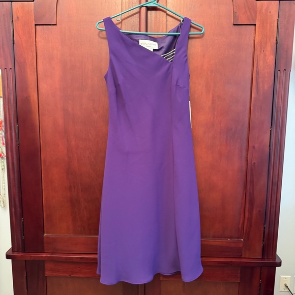 Evan Picone Elegant Sleeveless Dress in Purple with embellishment Size 4 NWT - Picture 1 of 7